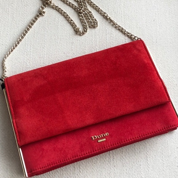 Dune London Handbags - GORGEOUS RED "SUEDE FEEL" PURSE WITH GOLD CHAIN ACCENTS